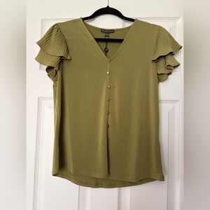 Adrianna Papell Women’s Double Pleated Flutter Top